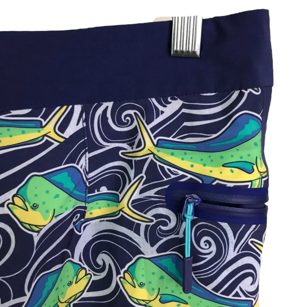 Vineyard Vines Board Shorts Men 30 Dolphin Fish Wave Laser Cut Board Shorts $145